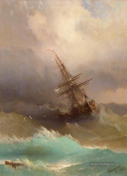  cap - Ivan Aivazovsky Schiff in der stürmischen Meer Seascape
